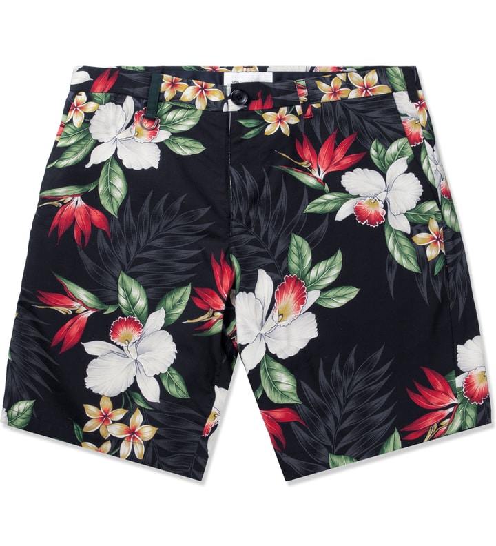 Black Hawaiian Flower Shorts Placeholder Image