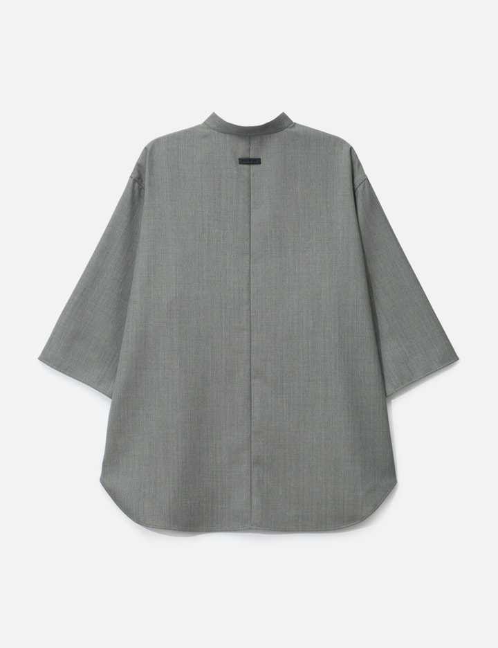 Fear Of God Band Collar Short Sleeve Shirt In Gray