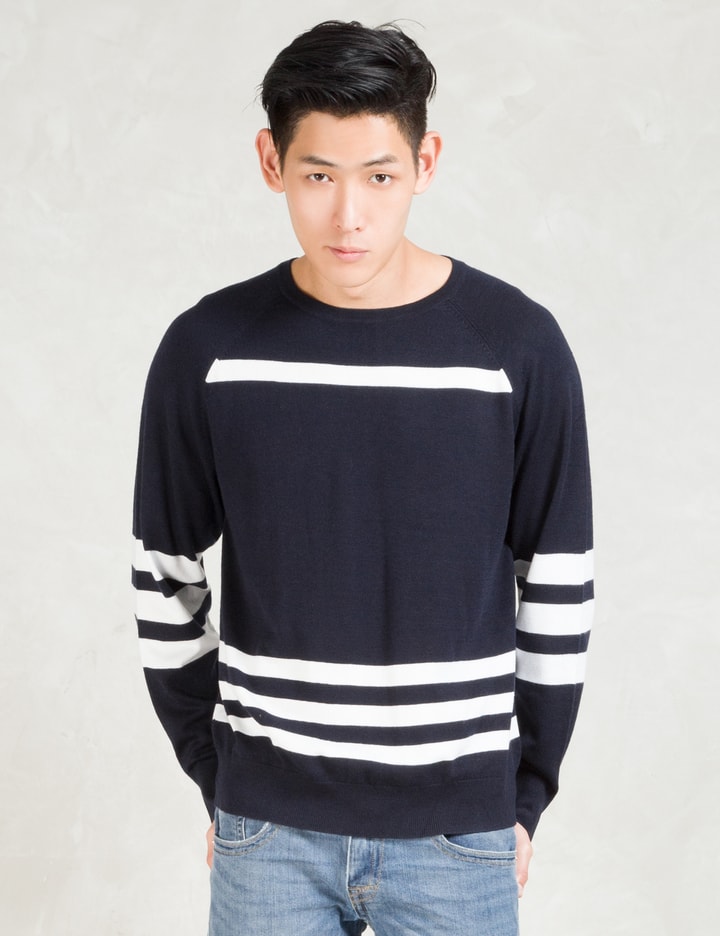 Navy/white Stripes Crewneck Pullover Sweater Placeholder Image