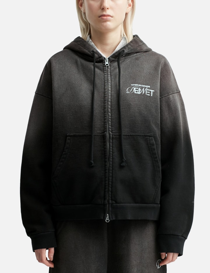 Deinet D Logo Washed Hood Zip-up In Black