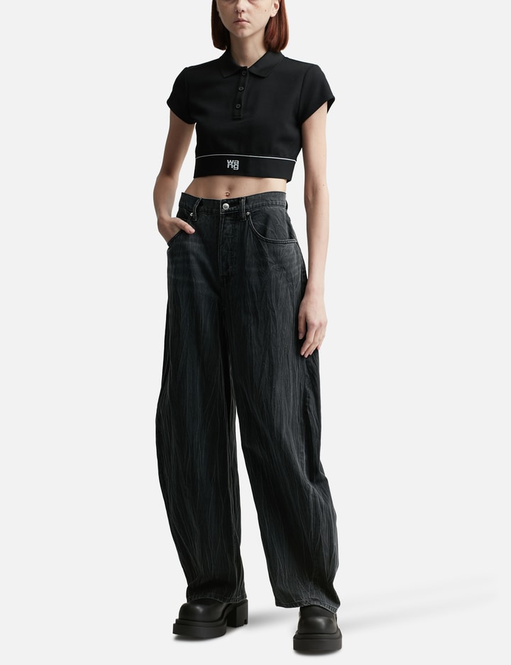 Oversized Rounded Low Rise Jeans In Crease Effect Placeholder Image