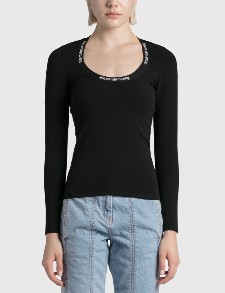 Long Sleeve Jacquard Trim Top Placeholder Image