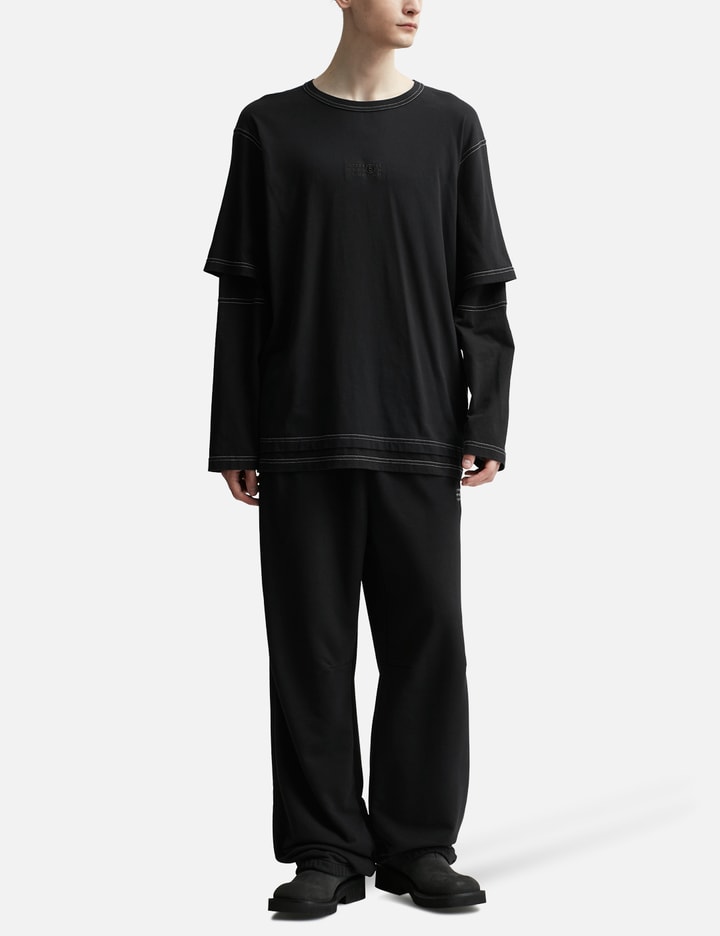 Shop Mm6 Maison Margiela Logo Sweatpants In Black