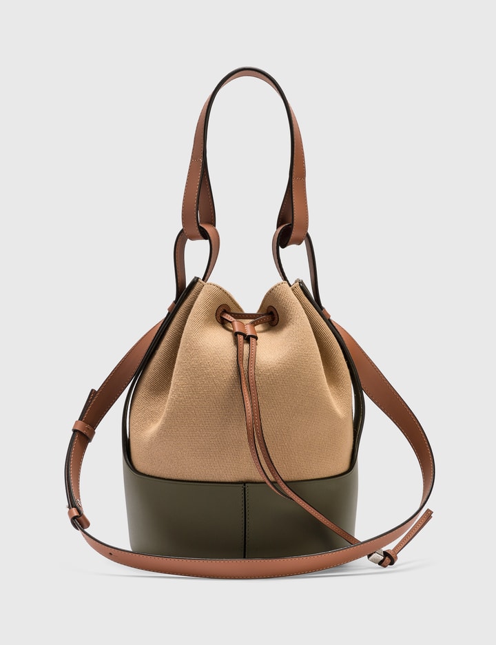 Loewe Balloon Medium Canvas And Leather Bucket Bag In Green