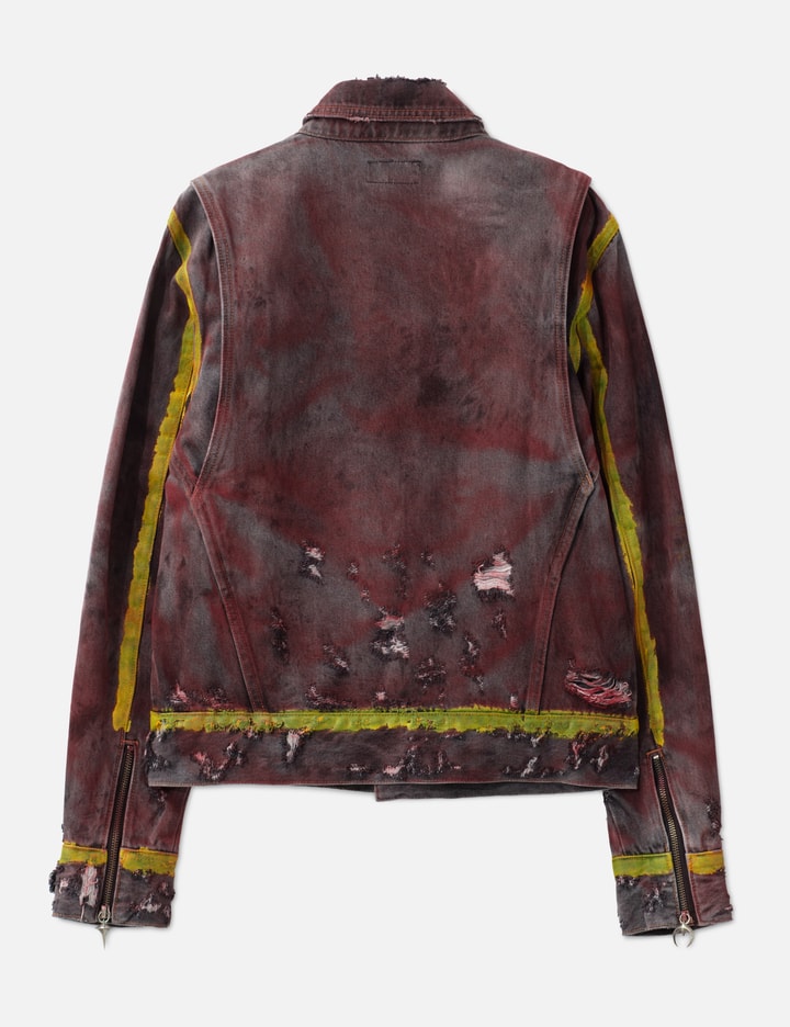 THUG CLUB Red Washed Painted Line Jacket