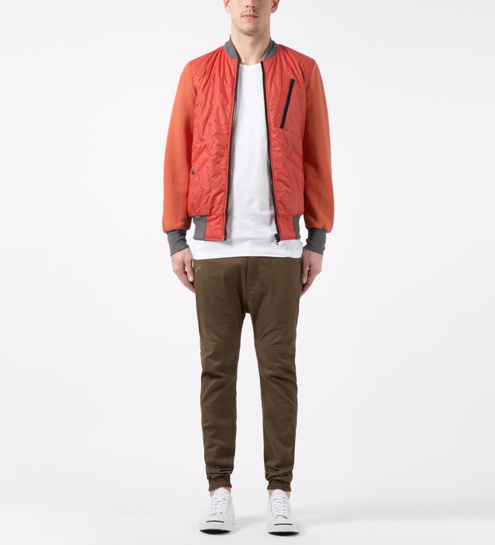 Orange Zip Front Quilted Bomber Jacket Placeholder Image