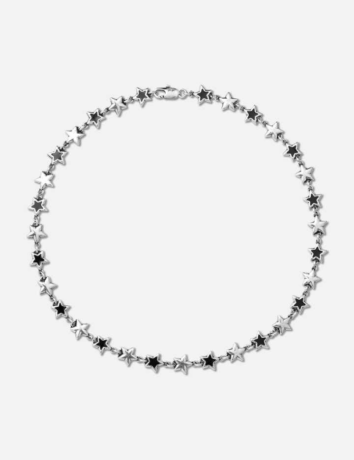 Black Enameled Stars Necklace