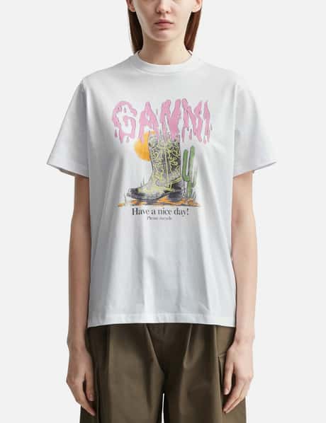 Ganni Western Boot Print T-Shirt