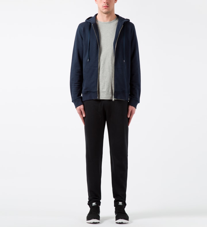 SUNSPEL Navy Melange Zip Front Hoodie