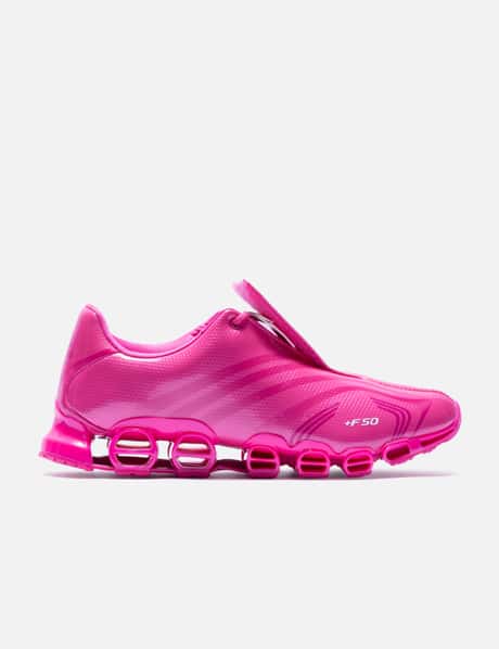 adidas Originals F50 Tunit Mega Consortium Shoes - Glossy magenta sneakers  with metallic flair. | HBX