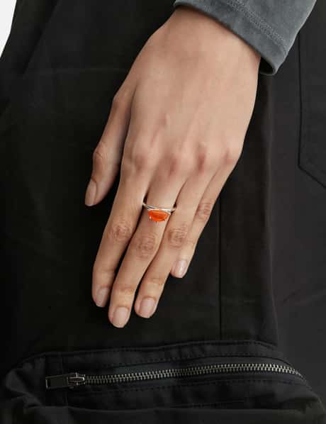 Half Cut Carnelian Ring In Silver view 11