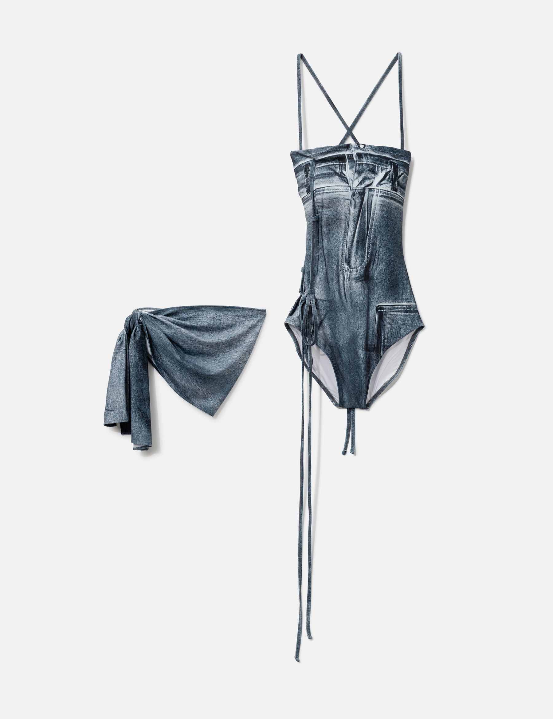 Denim Printed Swimsuit view 16