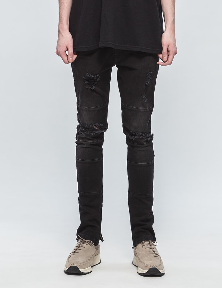 Ripped Biker Denim Jeans Placeholder Image