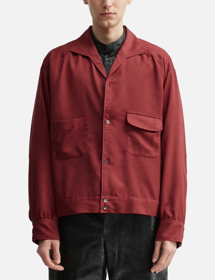 ANCELLM Vegan Suede Open Collar Shirt