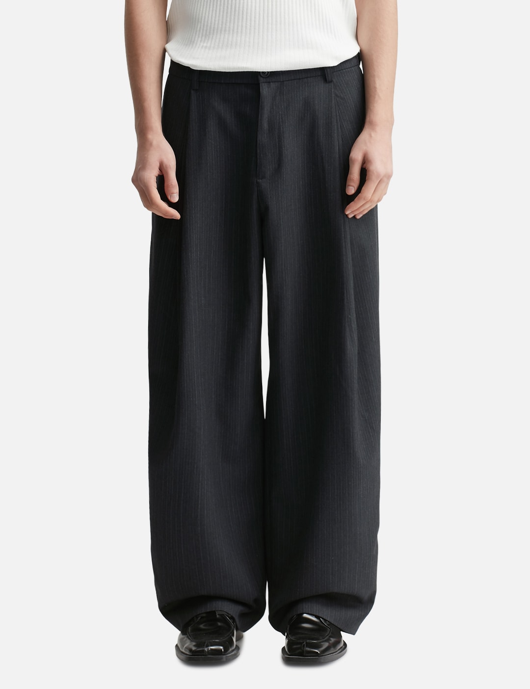 Stripe Wool Blend Pleated Trousers view 11