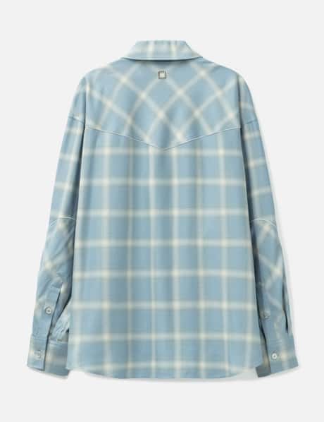 Blue Gradient Check Western Shirt view 8