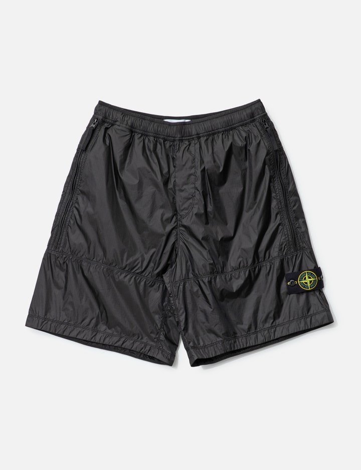 Stone Island Loose-wide-leg Bermuda Shorts With Elasticated Waistband In Black