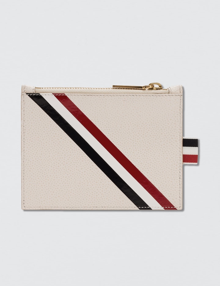 Pebble Grain and Calf Leather Small Coin Purse with RWB Diagonal Stripe Placeholder Image
