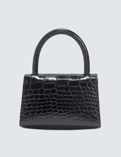 BY FAR Mini Black Croco Embossed Leather Bag HBX