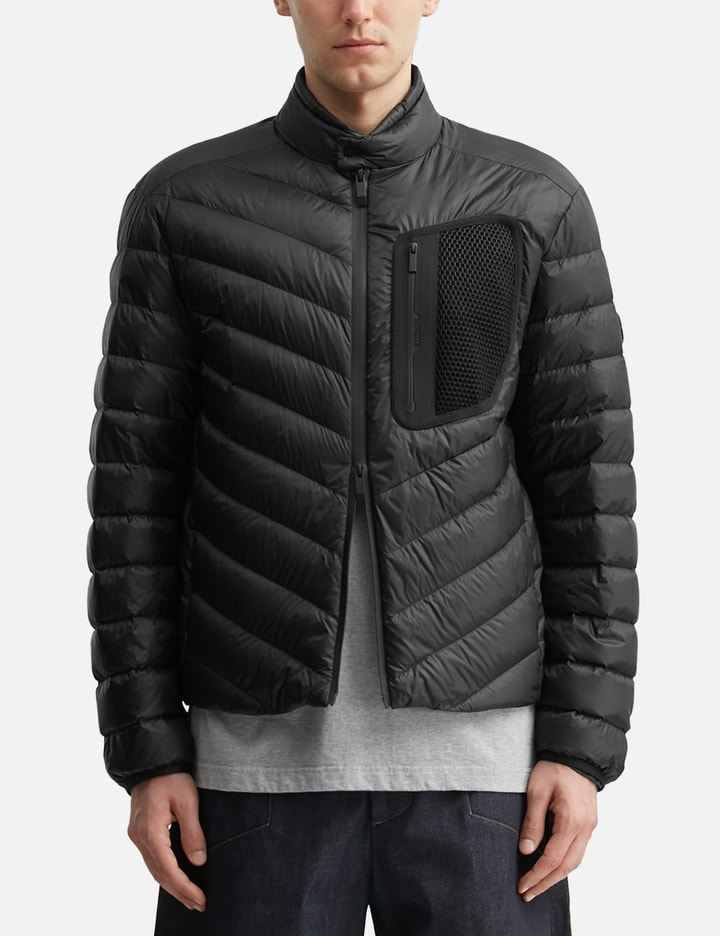 Moncler Mackinac Diagonal-Quilted Down Biker Jacket