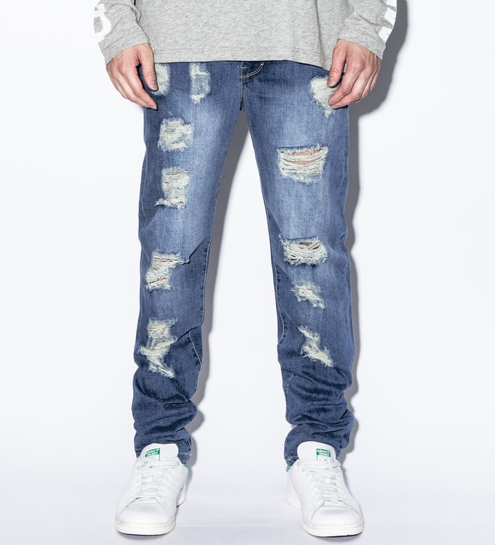 Indigo Distressed Essential Denim Jeans Placeholder Image