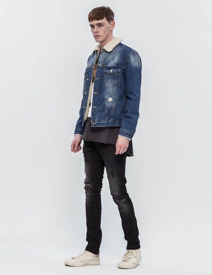 Denim Flame Trucker Jacket Placeholder Image