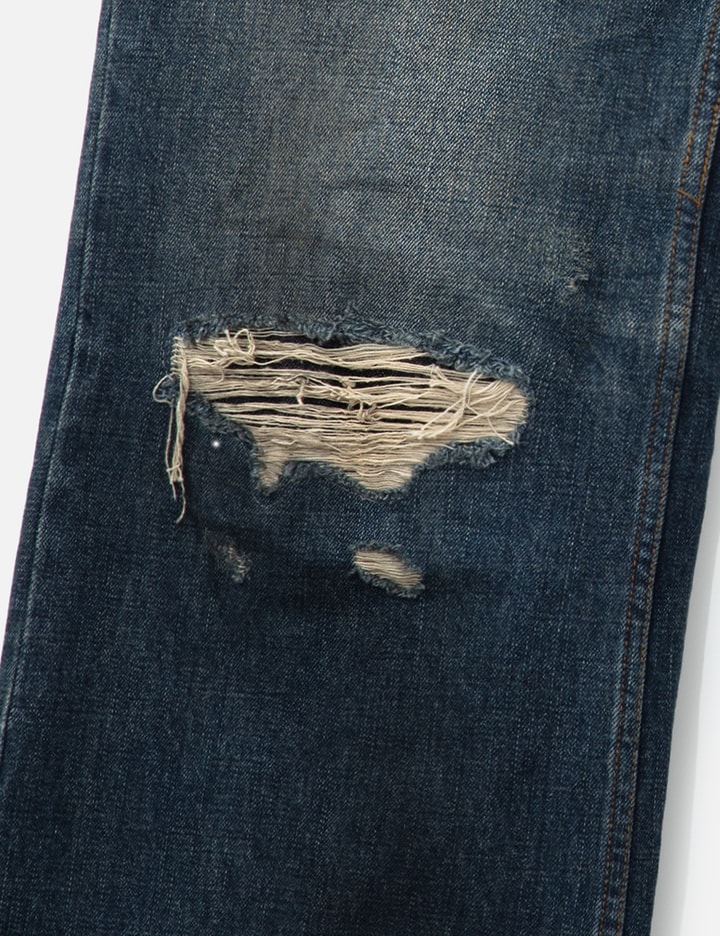 Semi Flare Embossed Dirty Washed Jeans Placeholder Image