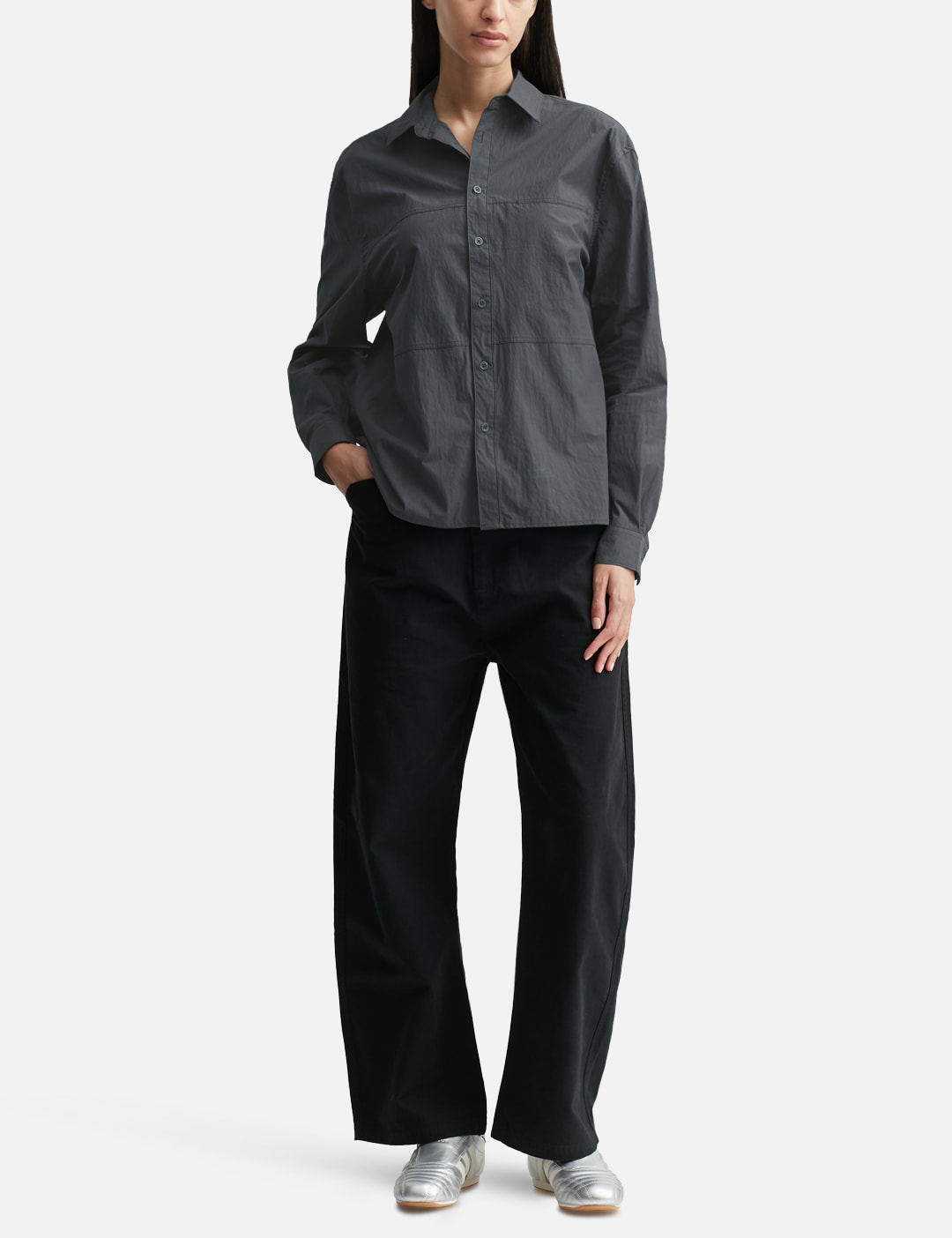 Crinkle Cotton Panel Shirt view 16