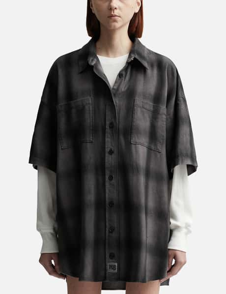 T By Alexander Wang Pre-Styled Shadow Plaid Shirt