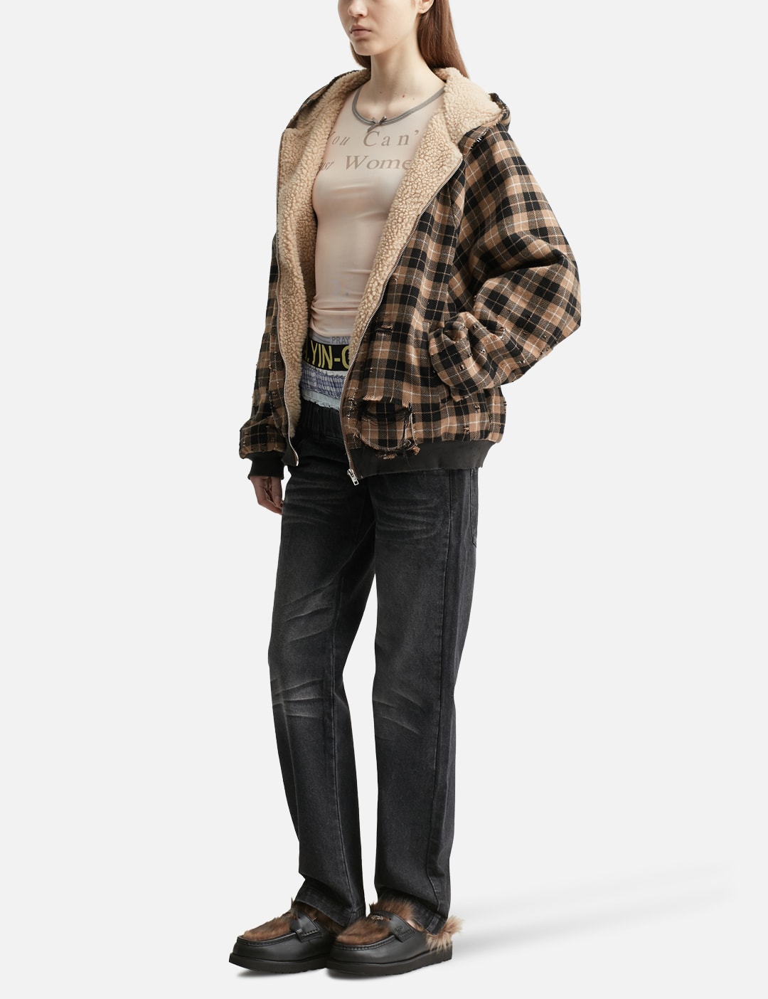 Plaid Shearling Hoodie view 16