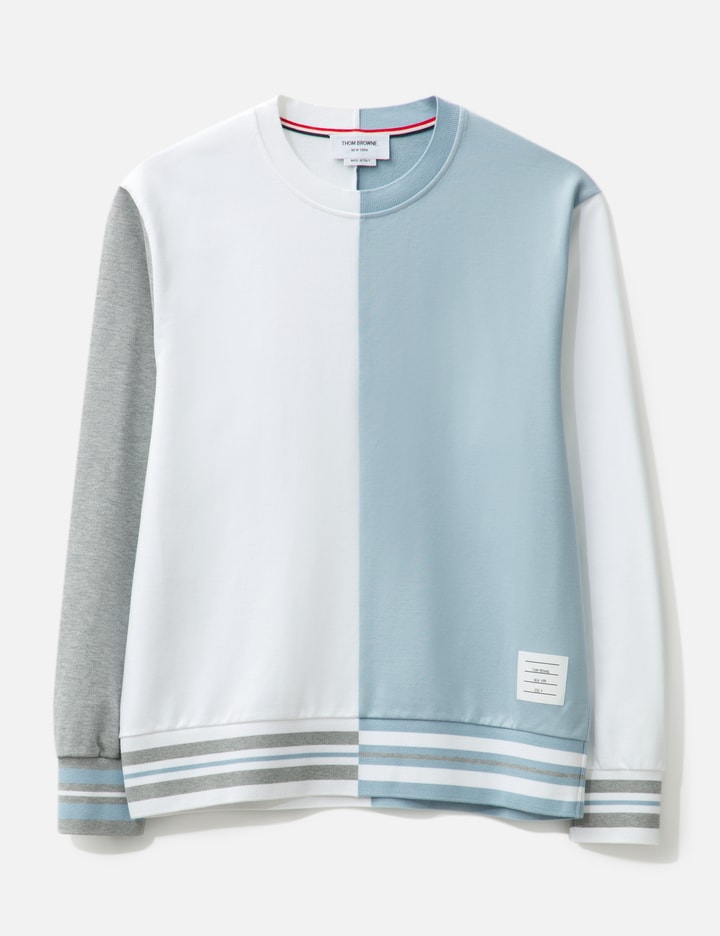 Thom Browne Funmix Colour-block Cotton Sweatshirt In Blue
