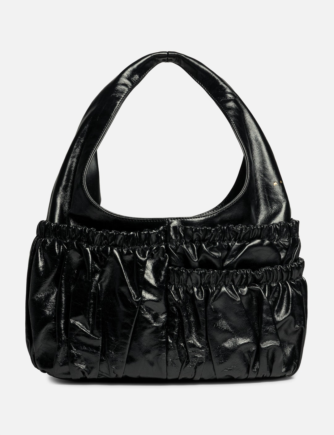 Marni Leather Gathered Hobo Bag In Black/黑色/블랙/ブラック