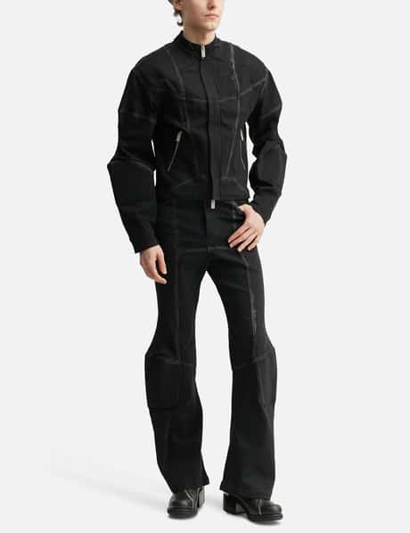 Padded Flared Painted Denim Pants view 14