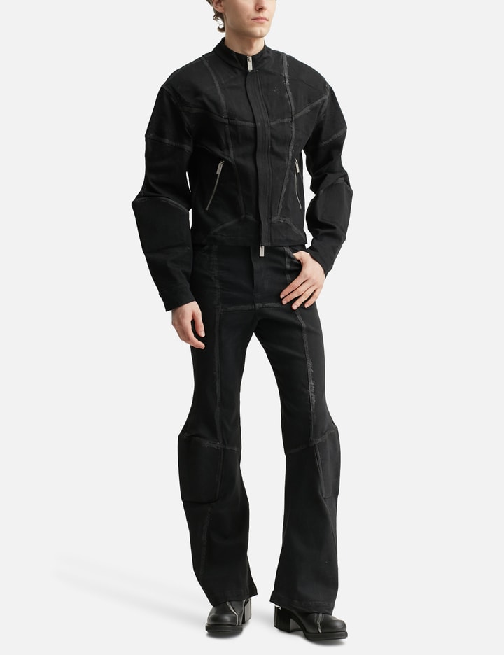 Padded Flared Painted Denim Pants Placeholder Image