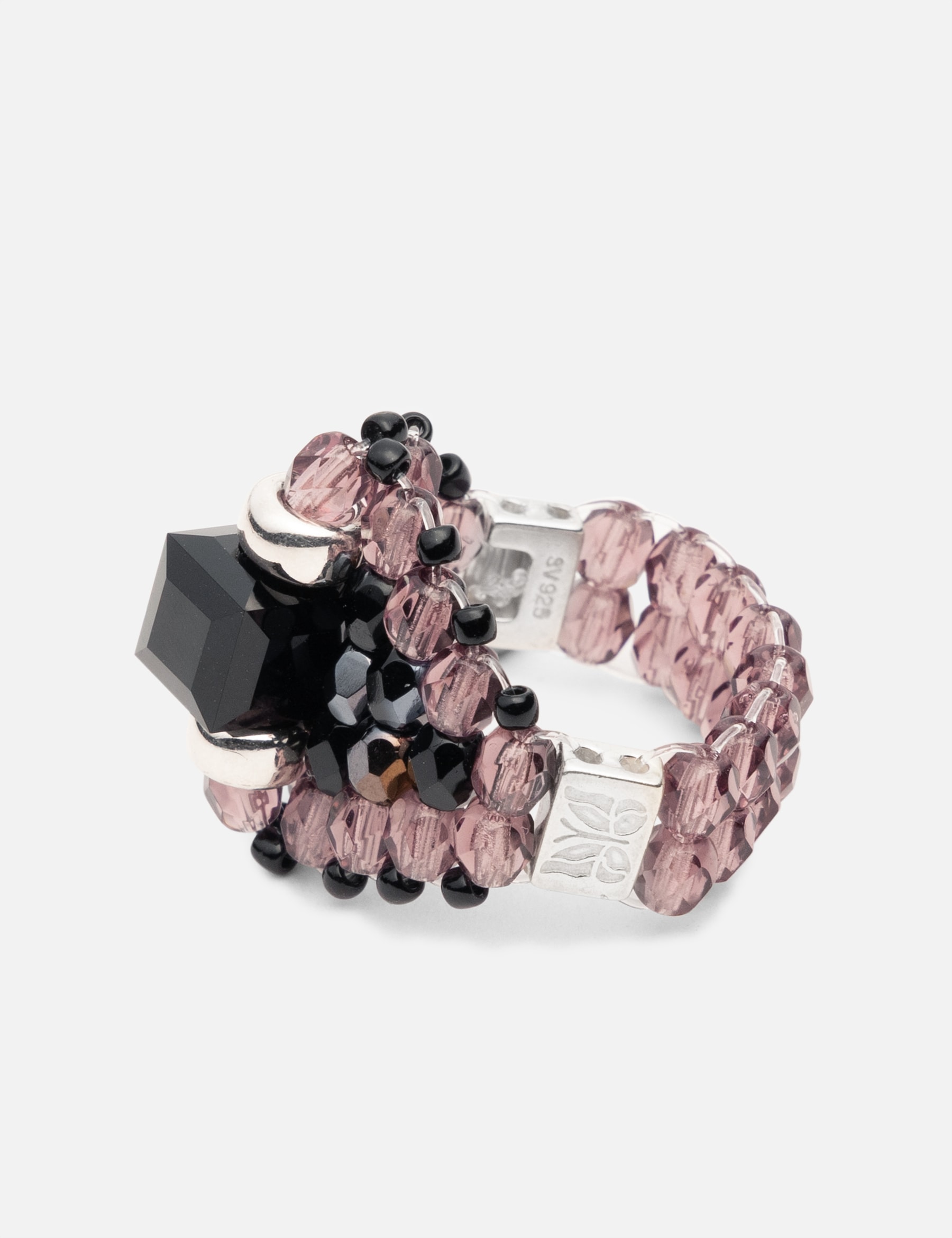 X Tie A Knot Square Crystal Beads Ring view 14