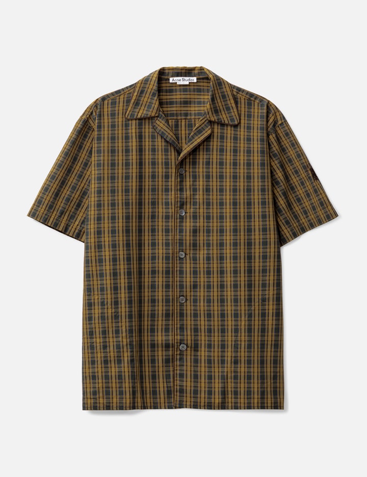 Acne Studios Short Sleeve Check Shirt In Brown