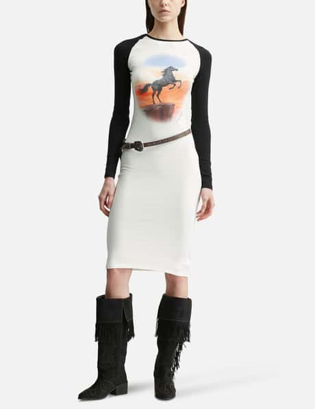 Raglan Sleeve Midi Dress With Retro Print view 14