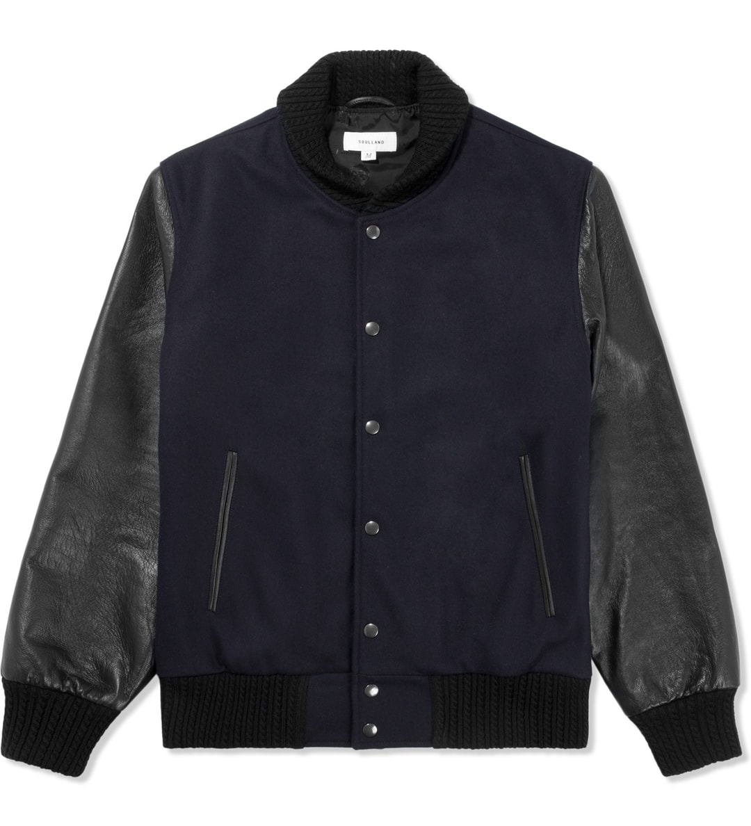 Soulland - Navy/Black Dan Varsity Jacket HBX - Globally Curated Fashion and Lifestyle by Hypebeast