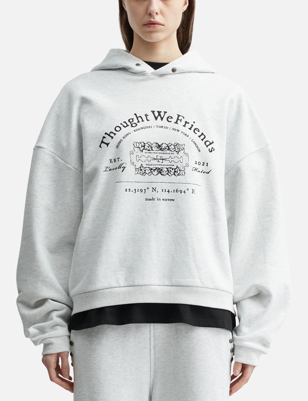 "Leon" Grey Studded Hoodie view 11