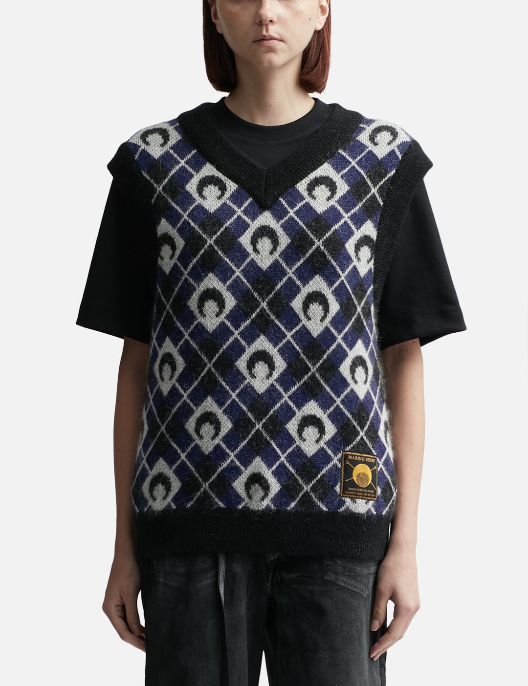 Moon Argyle Knit Vest view 13