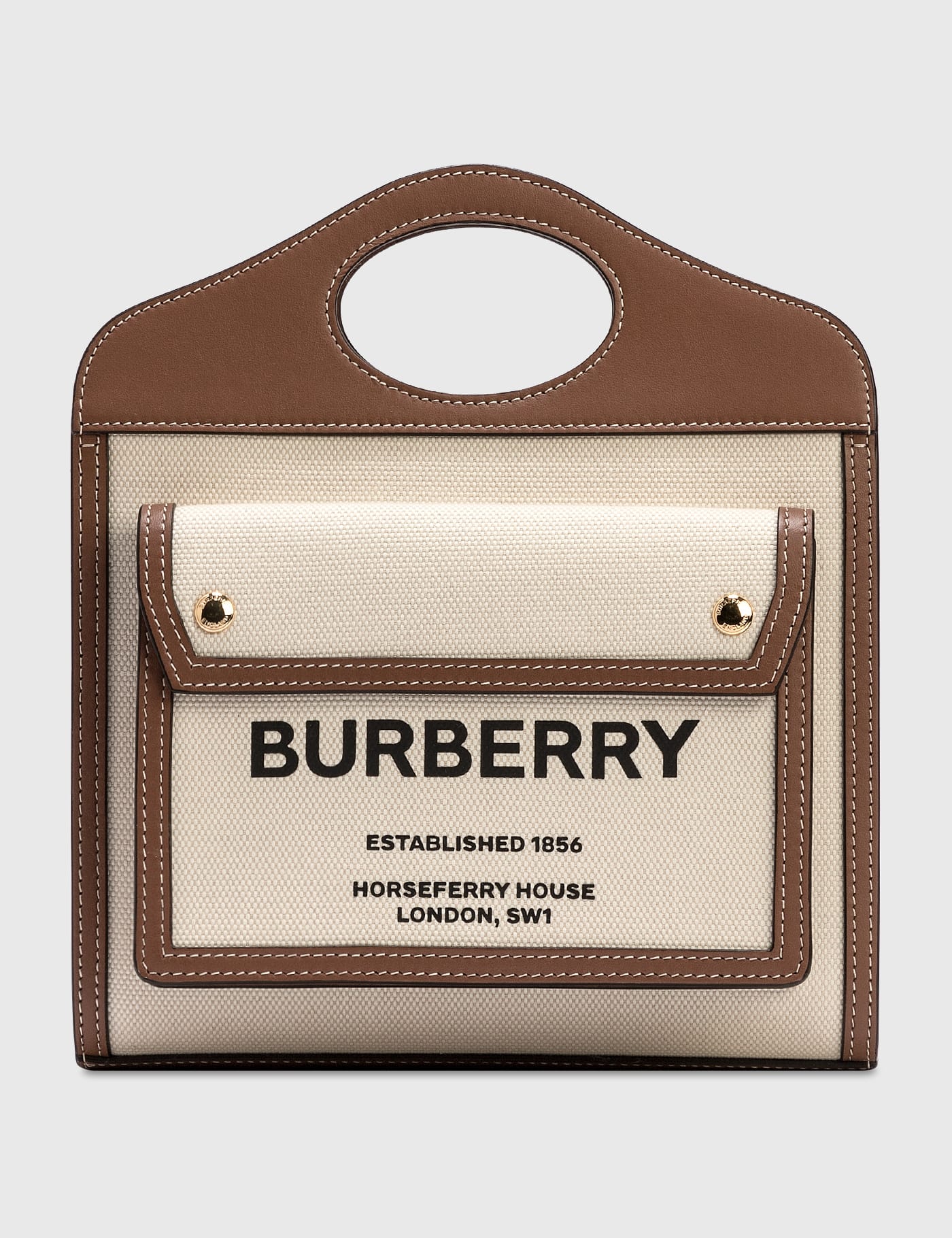 Burberry - ミニ ツートン キャンバス＆レザー ポケットバッグ | HBX