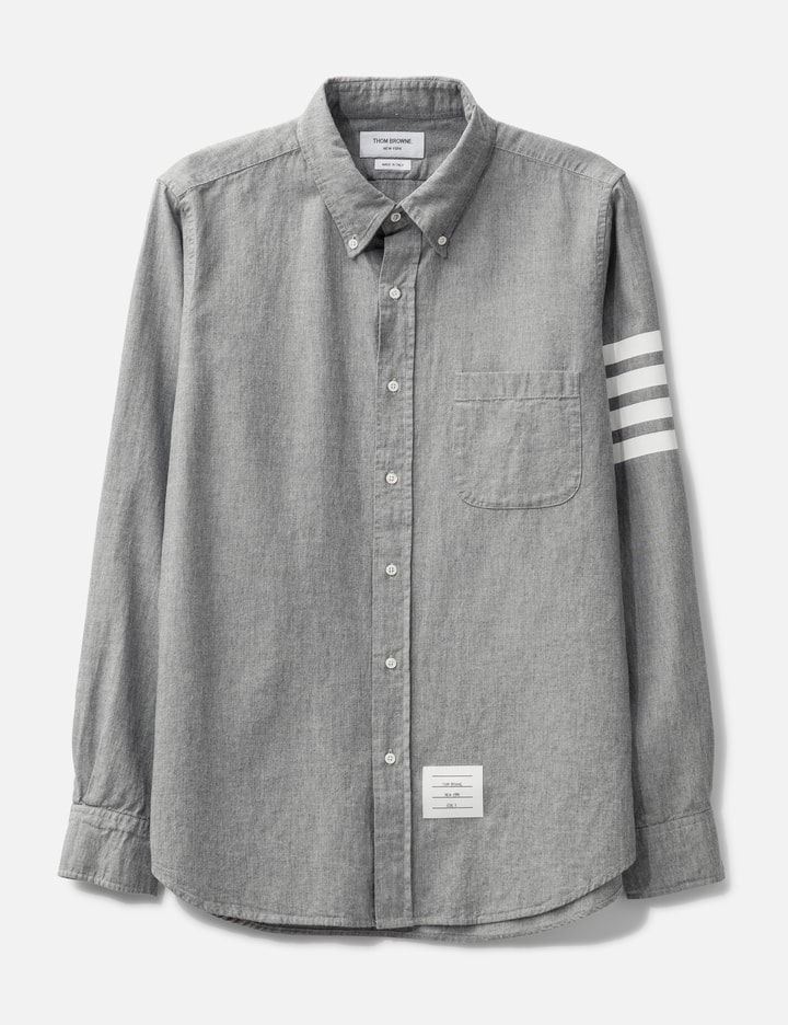 Thom Browne 4-bar Shirt In Chambray In Gray