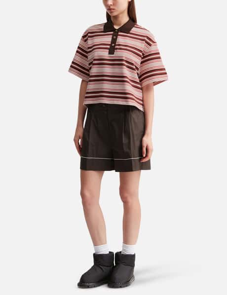 Cropped Striped Cotton Polo Shirt view 14