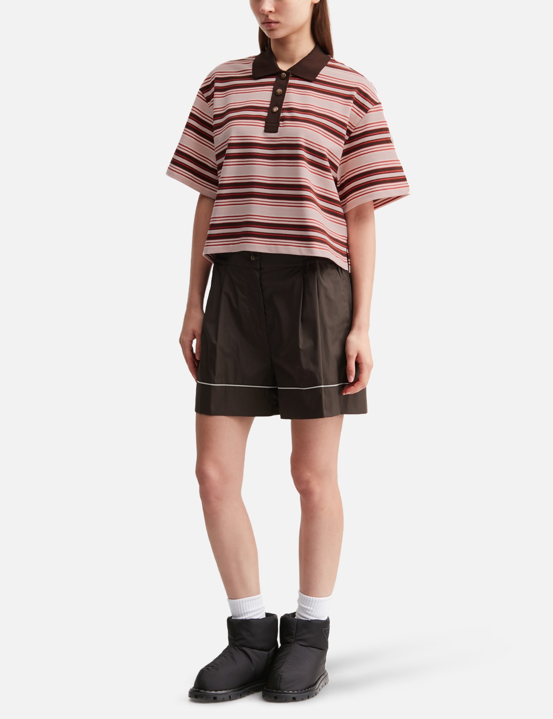 Cropped Striped Cotton Polo Shirt view 15