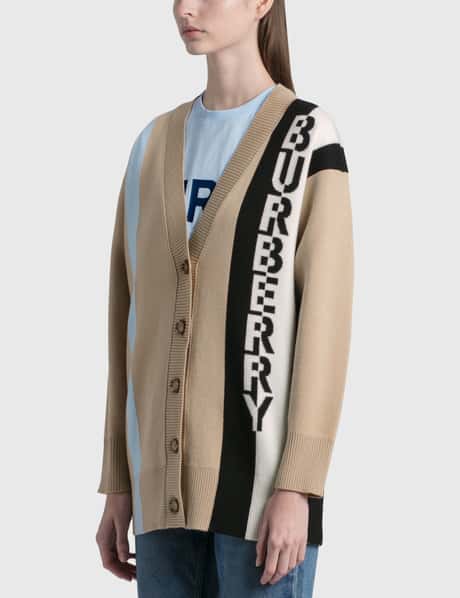 Burberry Logo Merino Wool Blend Jacquard Cardigan HBX
