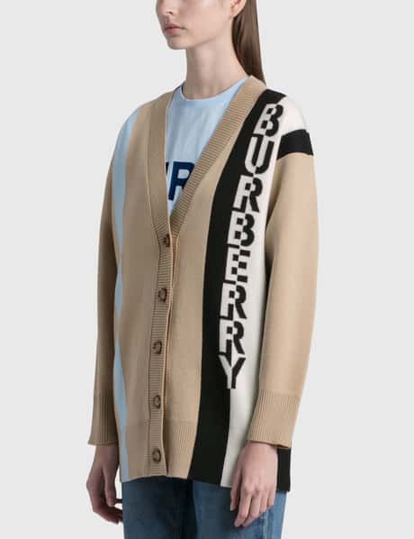 Burberry Logo Merino Wool Blend Jacquard Cardigan HBX