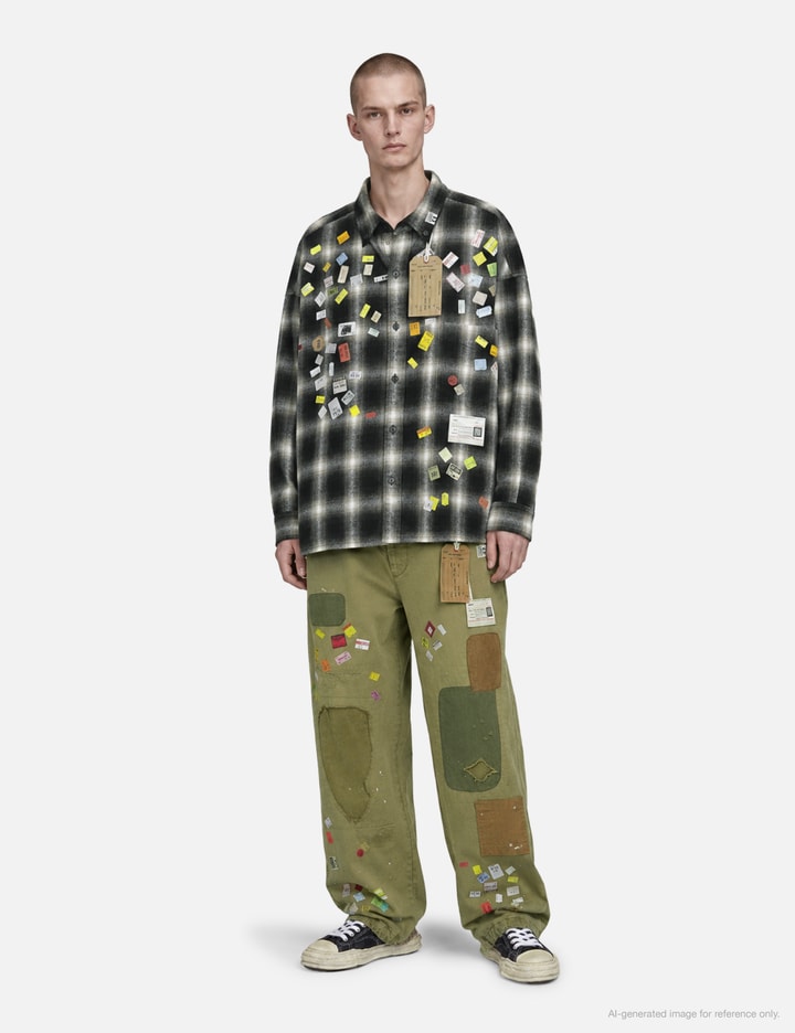 Maison Mihara Yasuhiro Price Sticker Printed Check Shirt