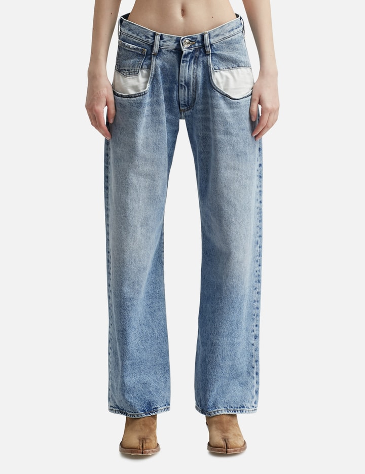 Shop Maison Margiela Straight Jeans With Contrasting Pockets In Blue