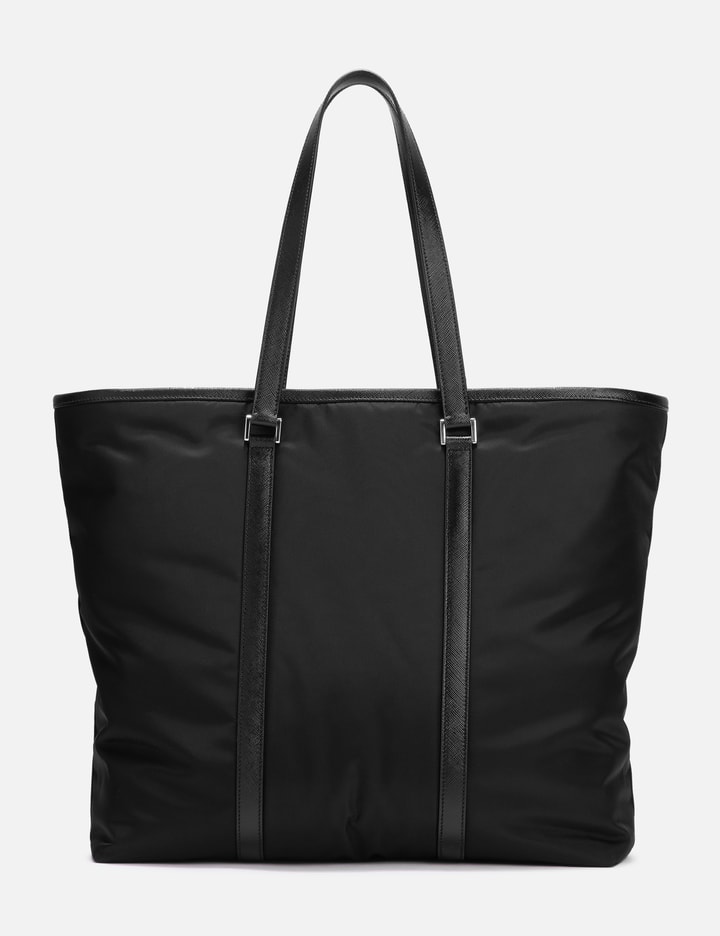 Prada Unisex Black Nylon Double-Pocket Large Crossbody Bag w/ Leather Strap