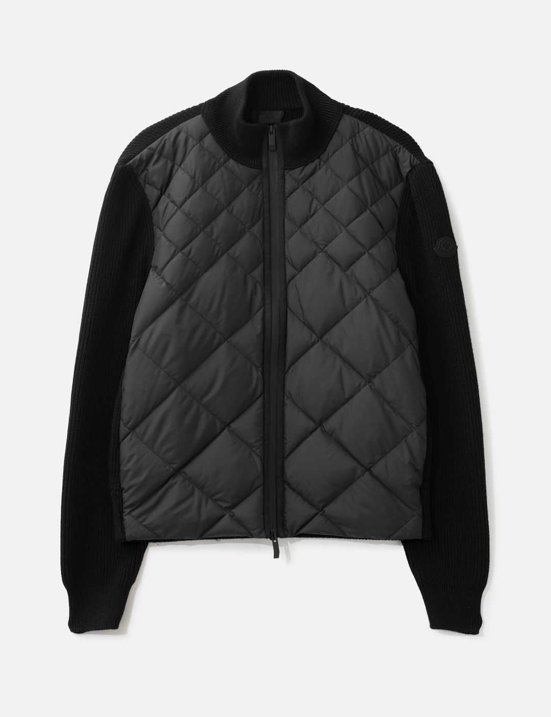 Diamond-Quilted Zip Cardigan